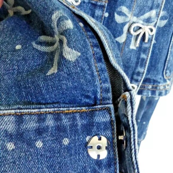 Self Portrait Blue Bow Print Embellished Cropped ShortJacket USA Size 10 - Picture 8 of 15